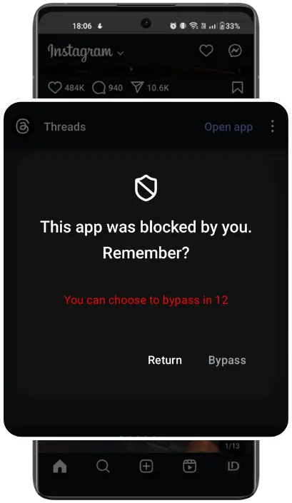 App Shield screen in deScroll
